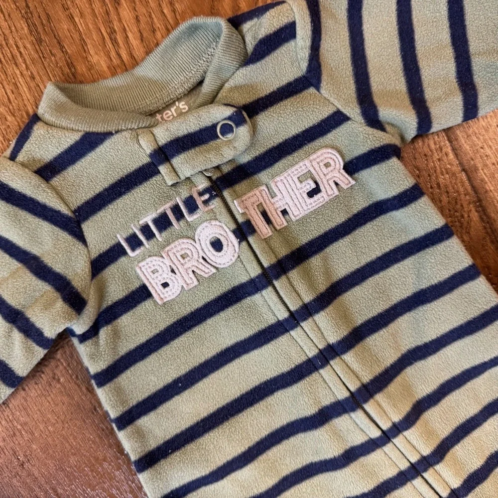 Carter's‎ Baby Boy Preemie Little Brother Sleeper Outfit Clothes Zipper Green